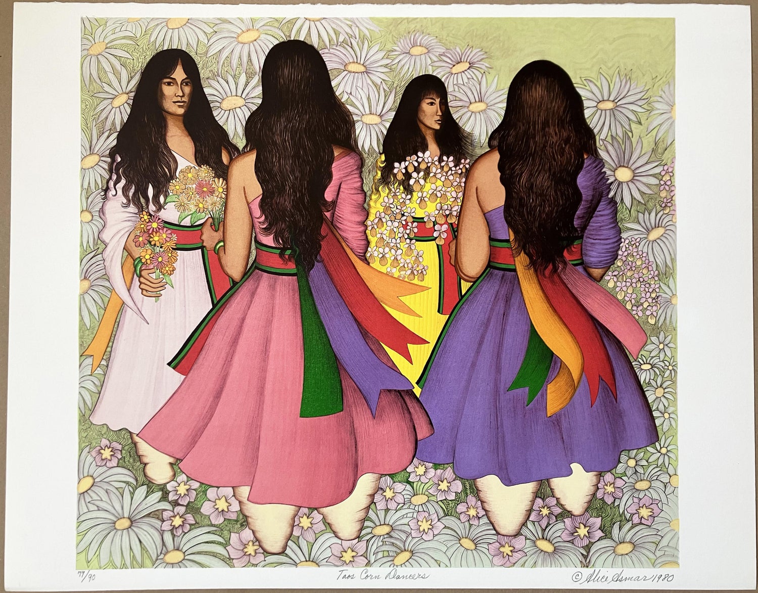Rainbow Dancer, Native American Indian Lithograph California Woman Artist