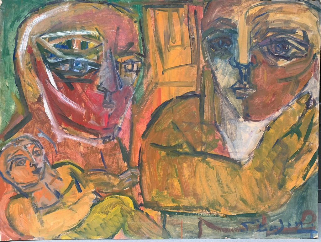 Family Portrait, Large Surrealist Oil Painting Mother, Children, Neo Surrealism