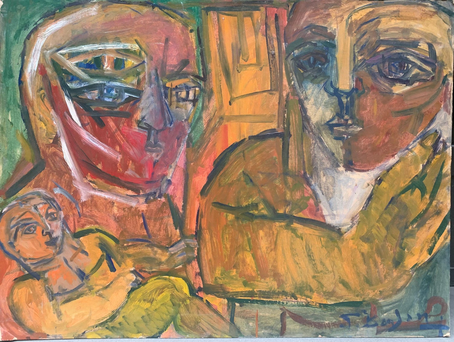 Family Portrait, Large Surrealist Oil Painting Mother, Children, Neo Surrealism