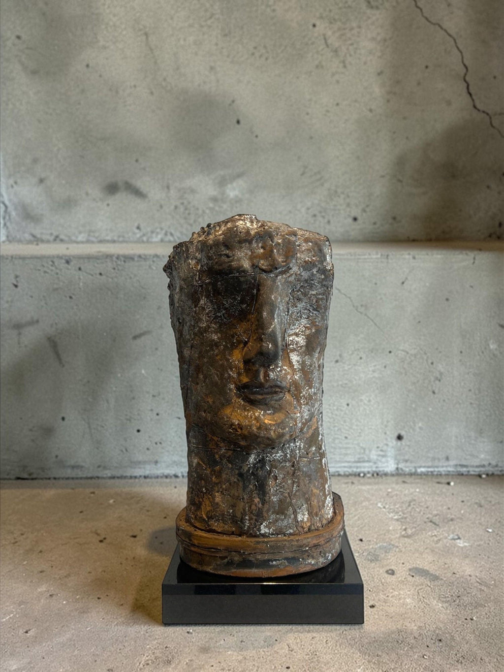 French Naif Modernist Sculpture In Metal Brutalist Head of Woman Valerie Hadida