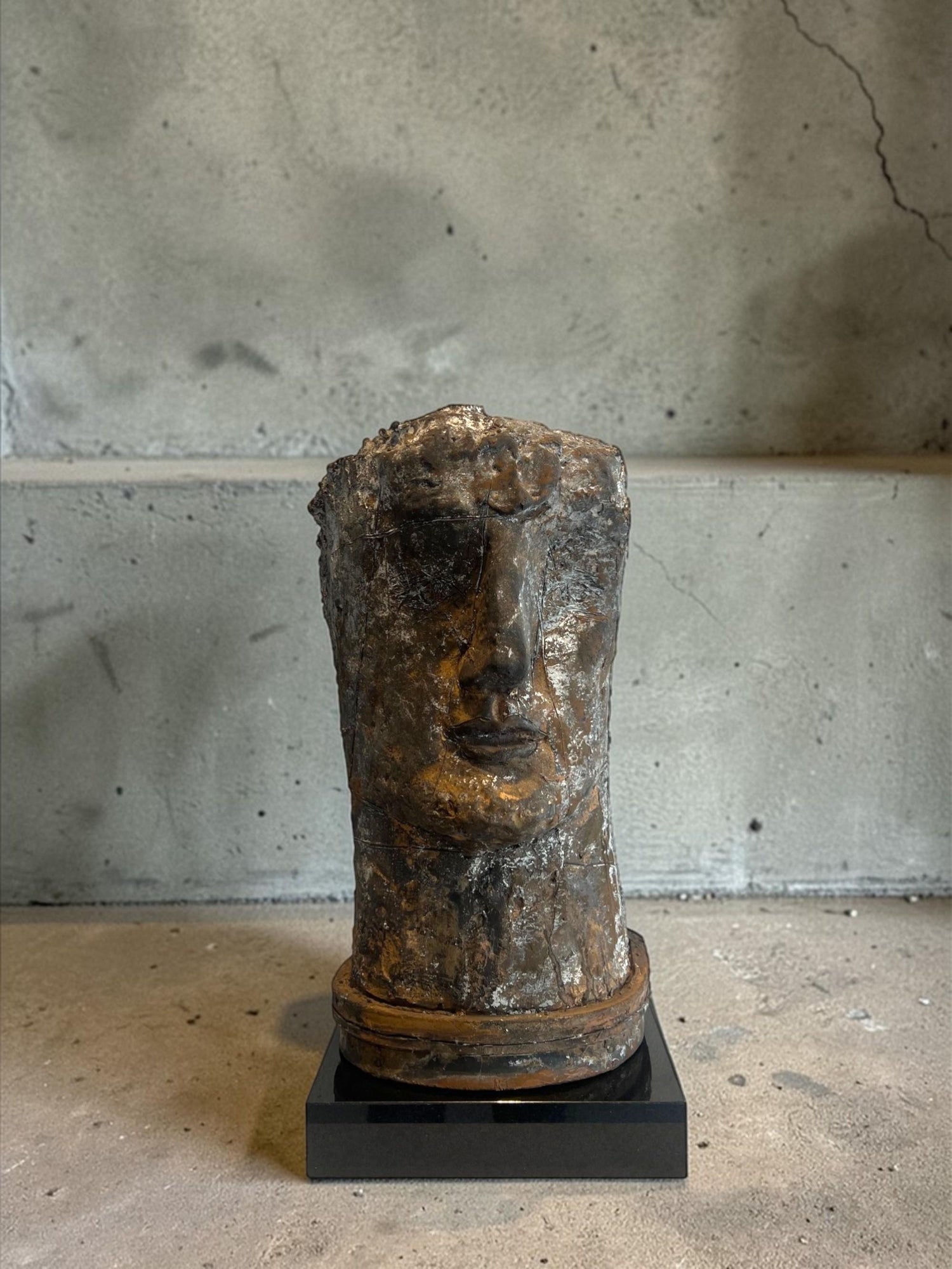 French Naif Modernist Sculpture In Metal Brutalist Head of Woman Valerie Hadida