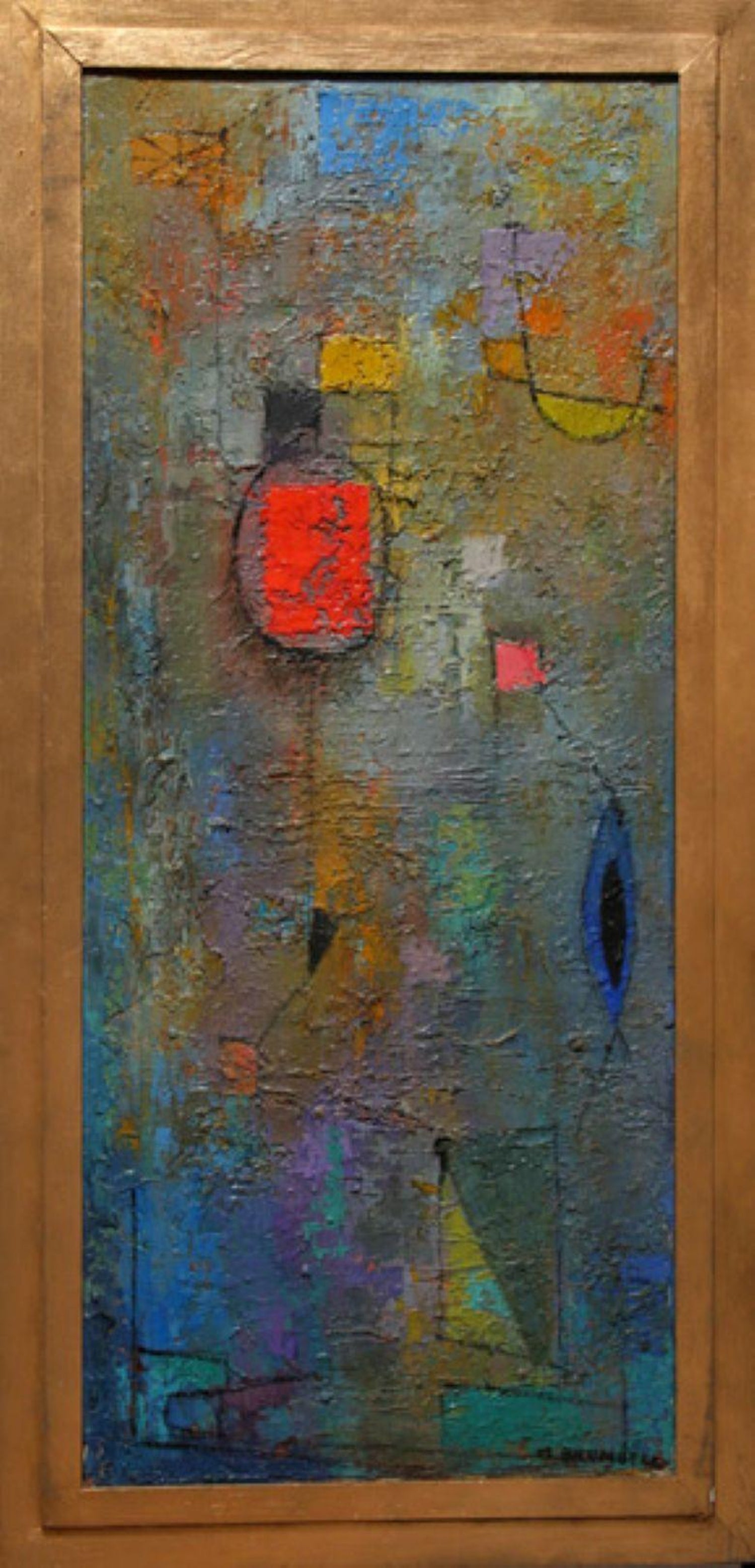 Argentine Abstract Constructivist Quadriptych Oil Painting Latin American Woman