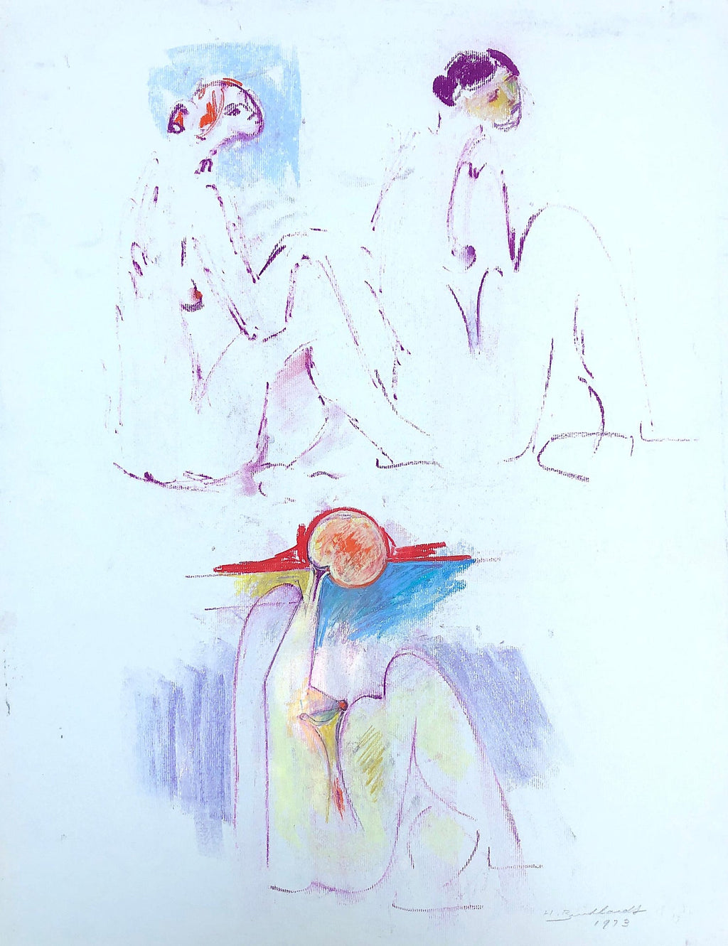 German Neo Expressionist Color Pencil Drawing Erwin Pfrang
