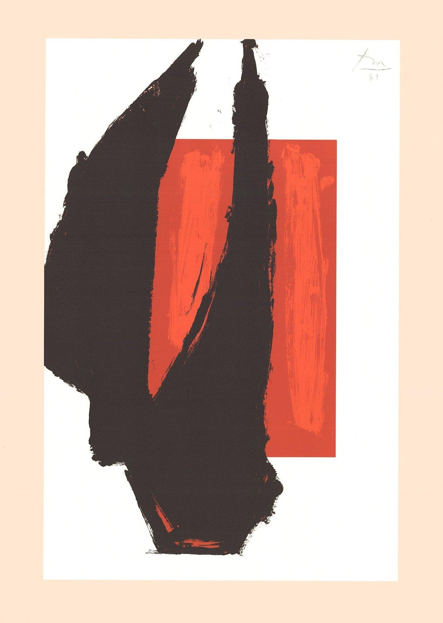 Large Robert Motherwell Lithograph Abstract Expressionist Lament for Lorca 1982