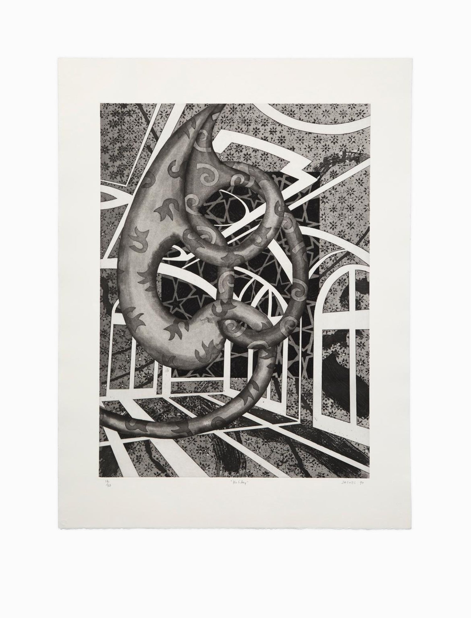 Mystic Cafe, Pyramids Signed Aquatint Etching California Woman Artist Susan Hall