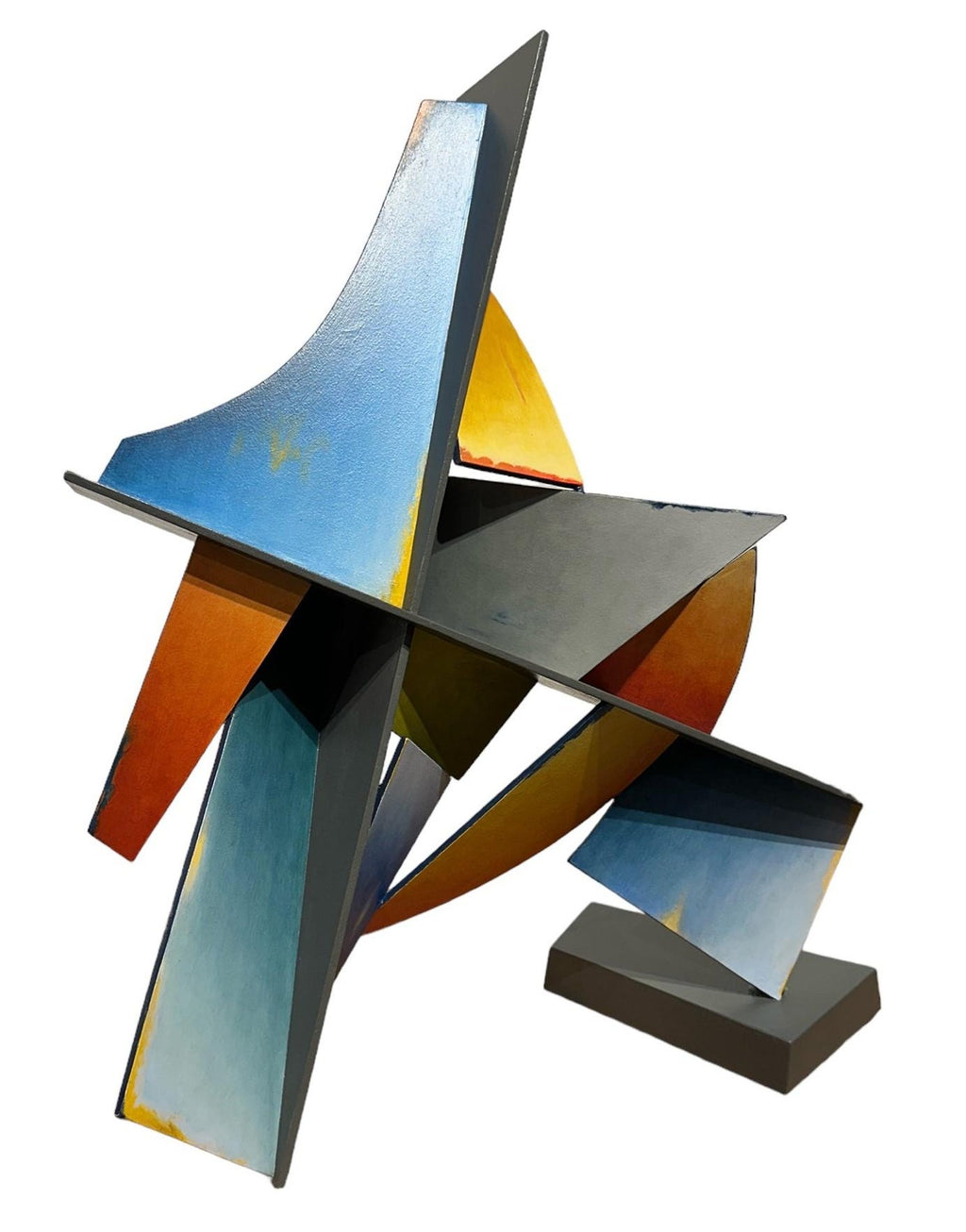 Israeli Contemporary Abstract Geometric Painted Pierced Sculpture Zigi Ben Haim