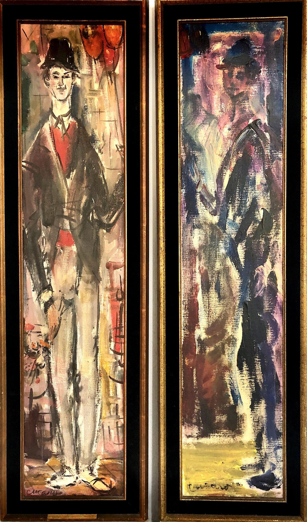 Large Oil Painting Circus Scene Clowns Rediscovered NY Artist Jonah Kinigstein