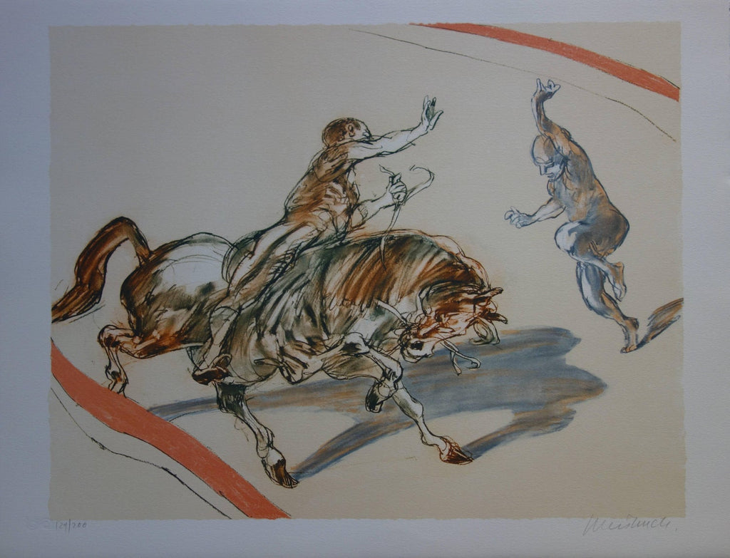 Modern Israeli Lithograph Reuven Rubin Views Of Israel Judaica Horses, Riders