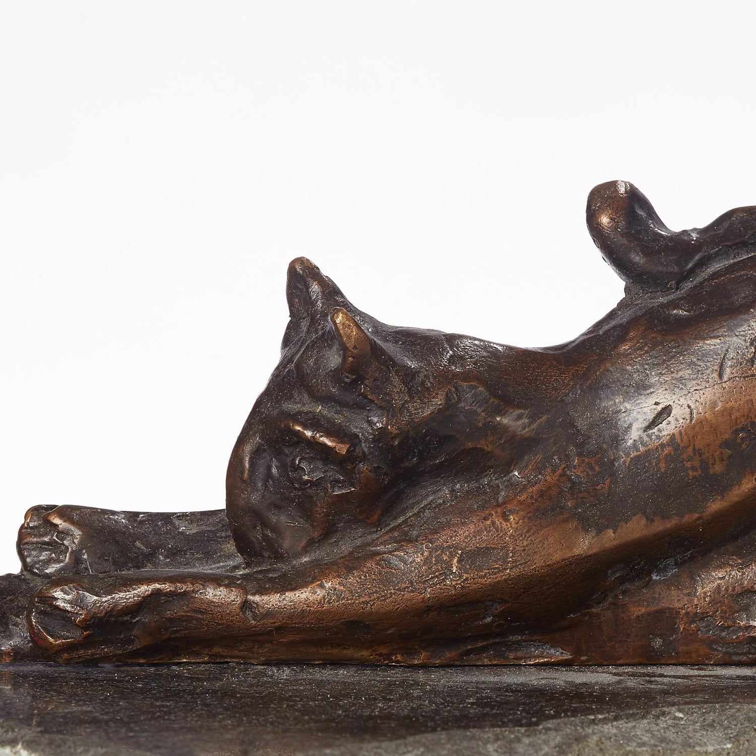 Polish Modernist Stretching CAT Bronze Expressionist Art Sculpture