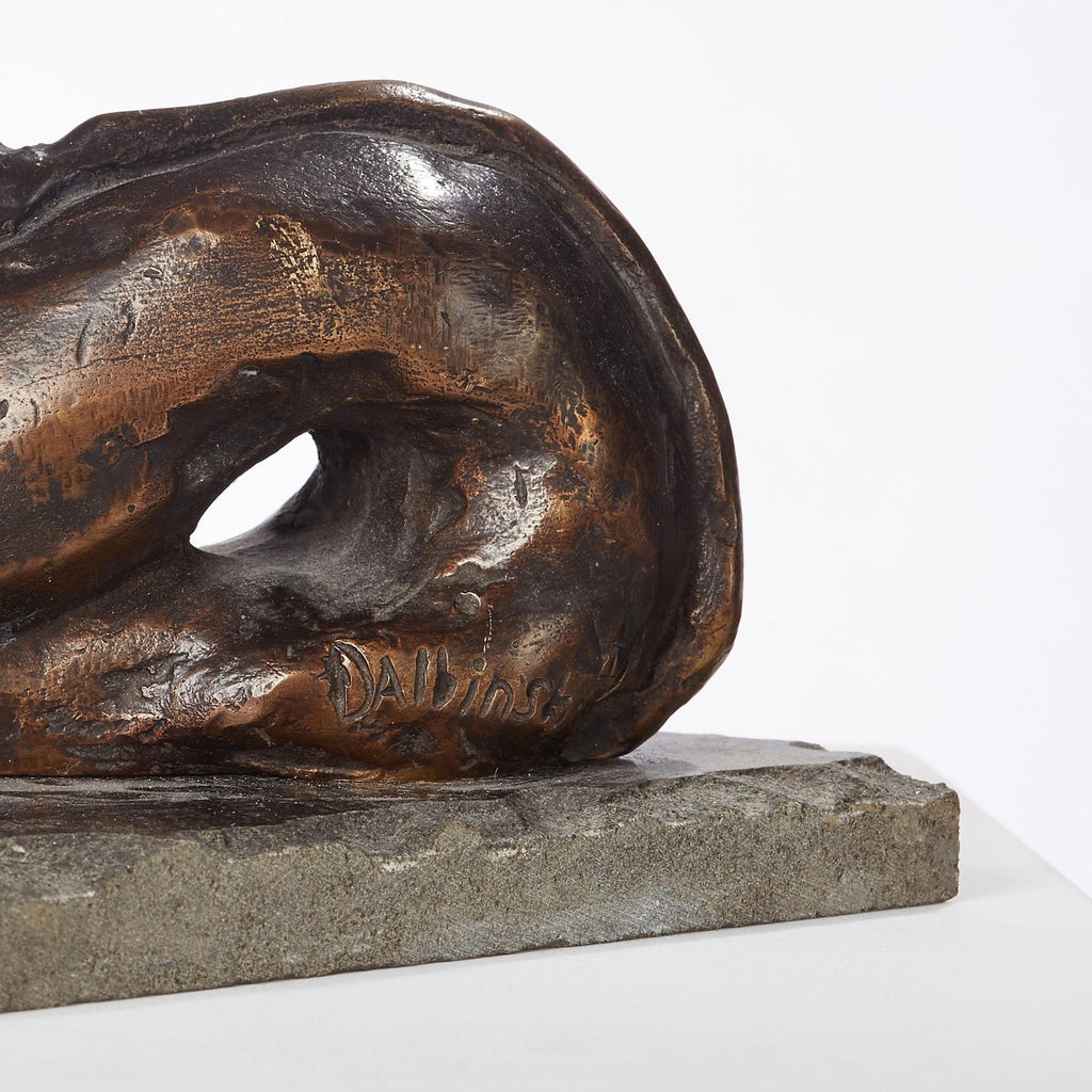Polish Modernist Stretching CAT Bronze Expressionist Art Sculpture