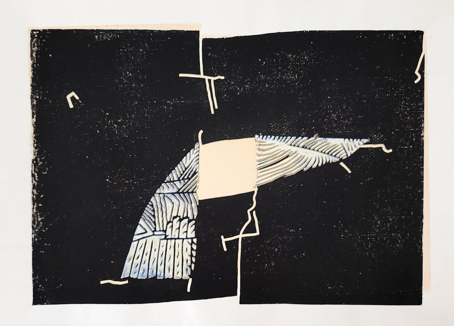 Motif. Abstract, African American Artist Viola Leak Woodcut Silkscreen Print