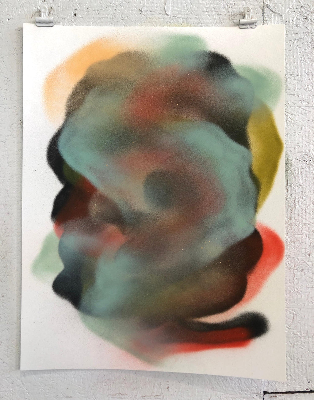 Surrealist Spray Paint Mixed Media Snowfall Aurora Borealis Mason Rader Paintin