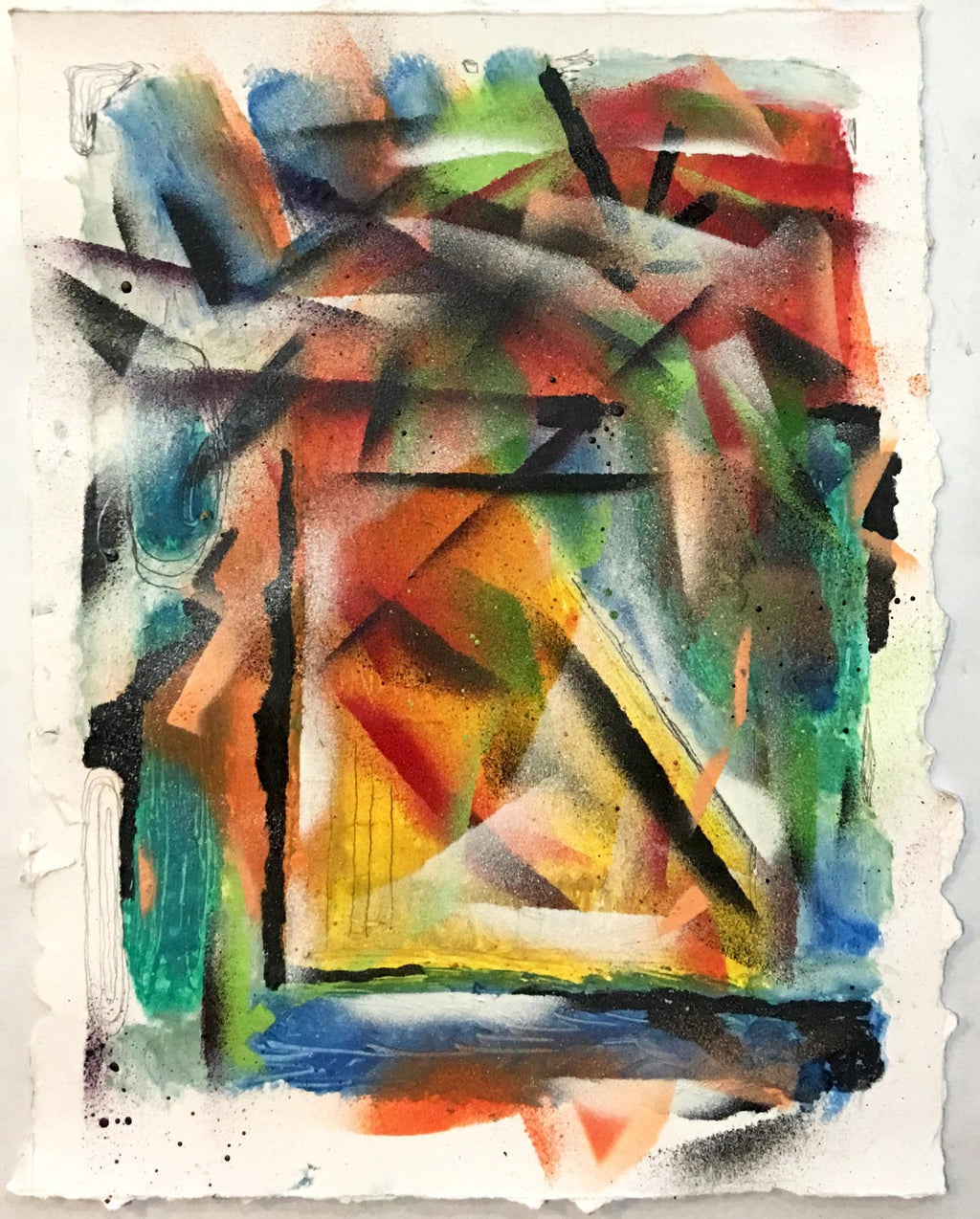 Abstract Gestural Drawing Chalk and Charcoal Drawing, Light Sculpture Artist