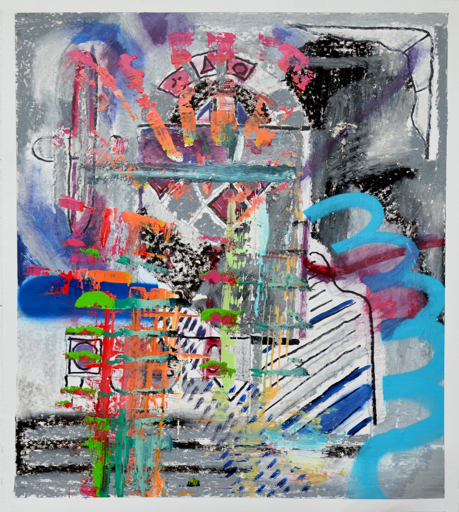 Surrealist Spray Paint Painting Mixed Media Rosie Palm Mason Rader Pop Art