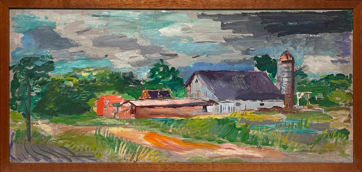 WPA Period "Coastal Village" American Modernist Realism Oil Painting Lev Landau