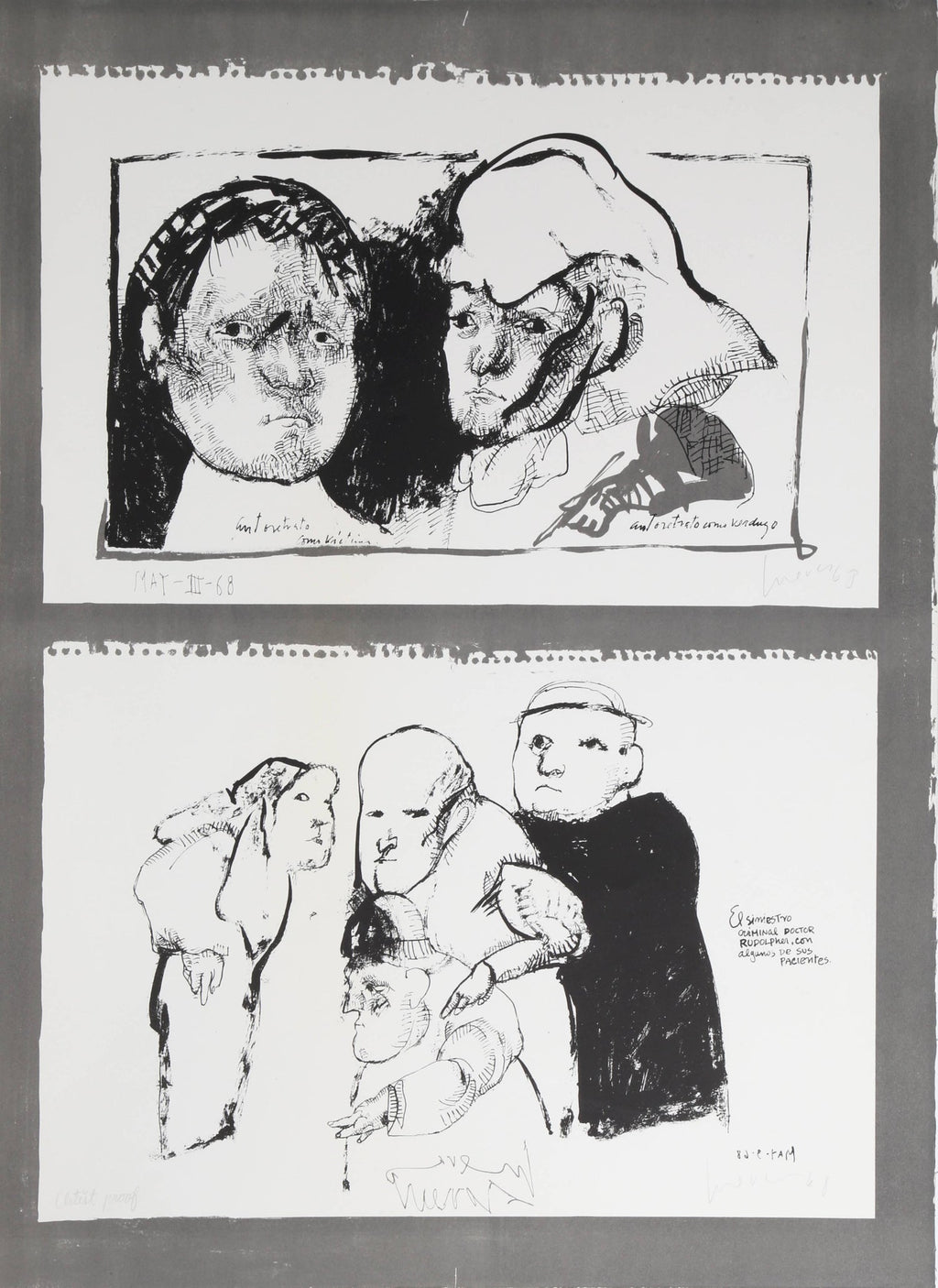 El Herido, 1960's Spanish Avant Garde Political Screenprint Lithograph Signed