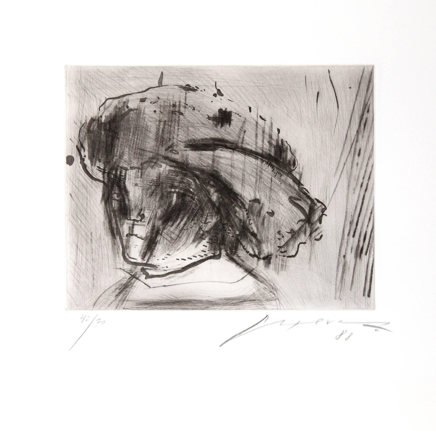 Dutch Fantastic Modern Etching, Jan Mensinga Old Master Style Wine Maker, Grapes