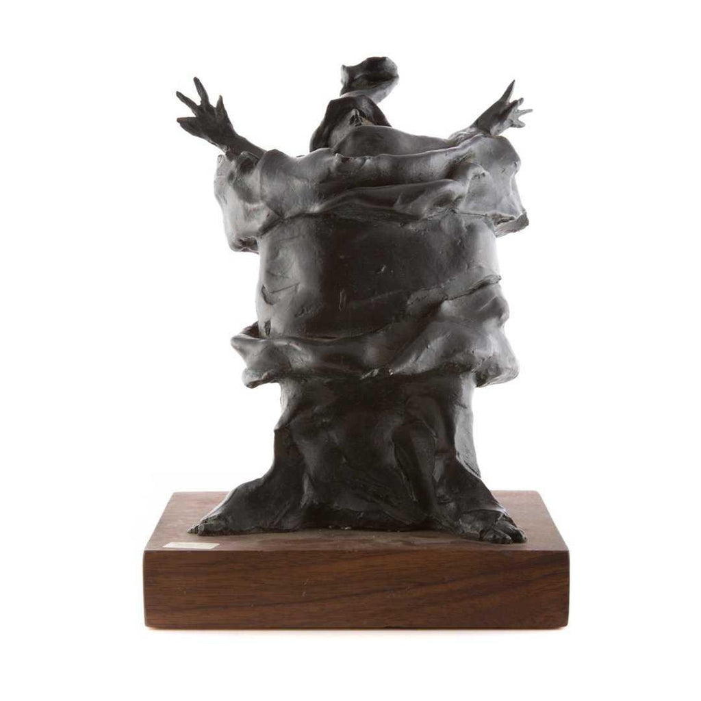 Bronze Sculpture Rabbi w Torah Judaica Figure American Boston Figural Modernist