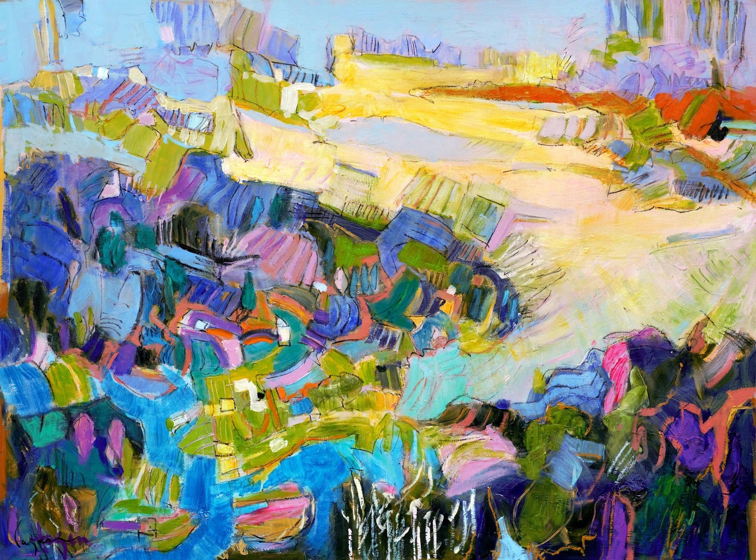 Abstract Impressionist Sunset in December Oil Painting Reginald Pollack