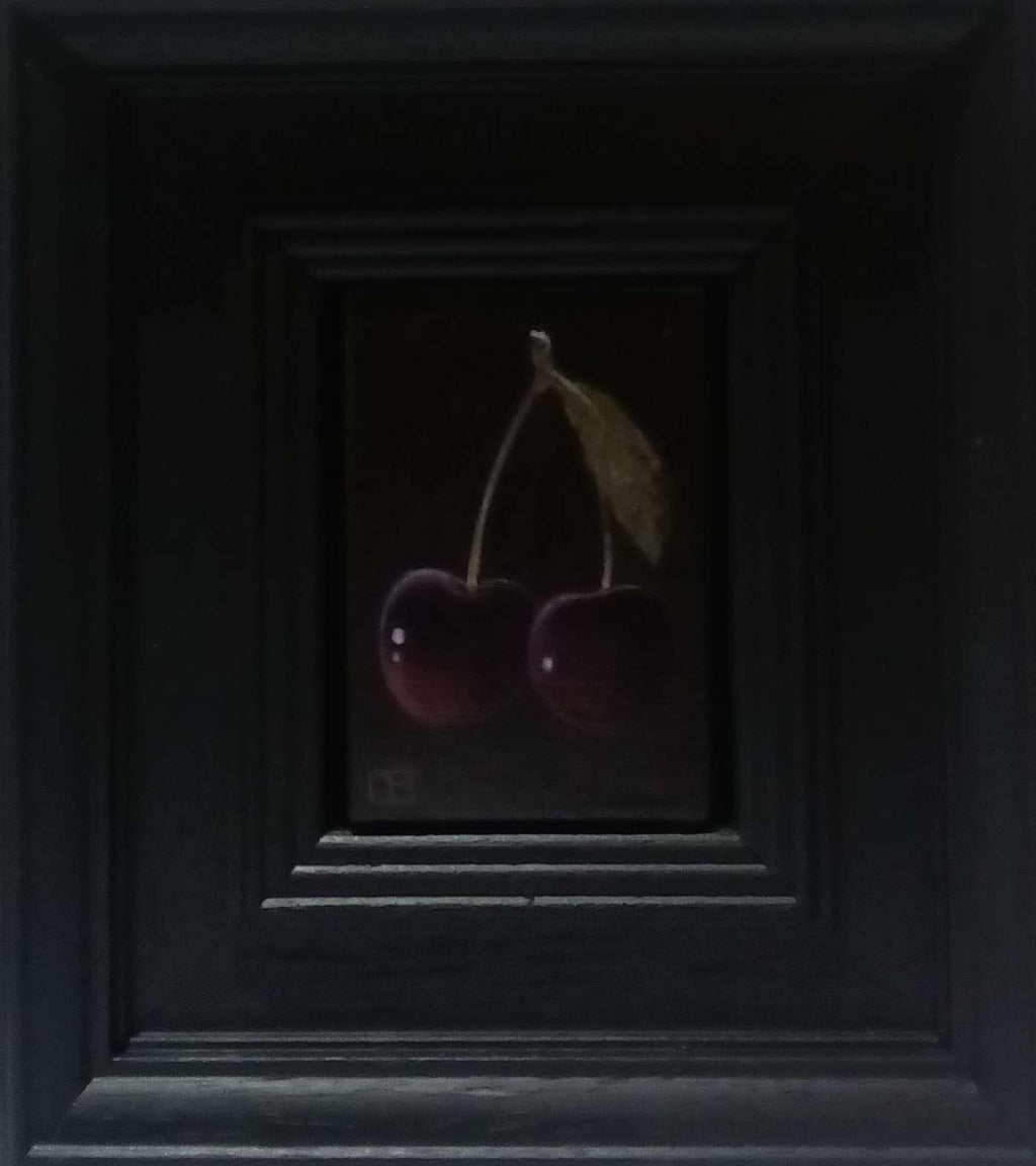 Original Modernist Oil Stick Pigment Painting by Aaron Fink, Cherry. Pop Art