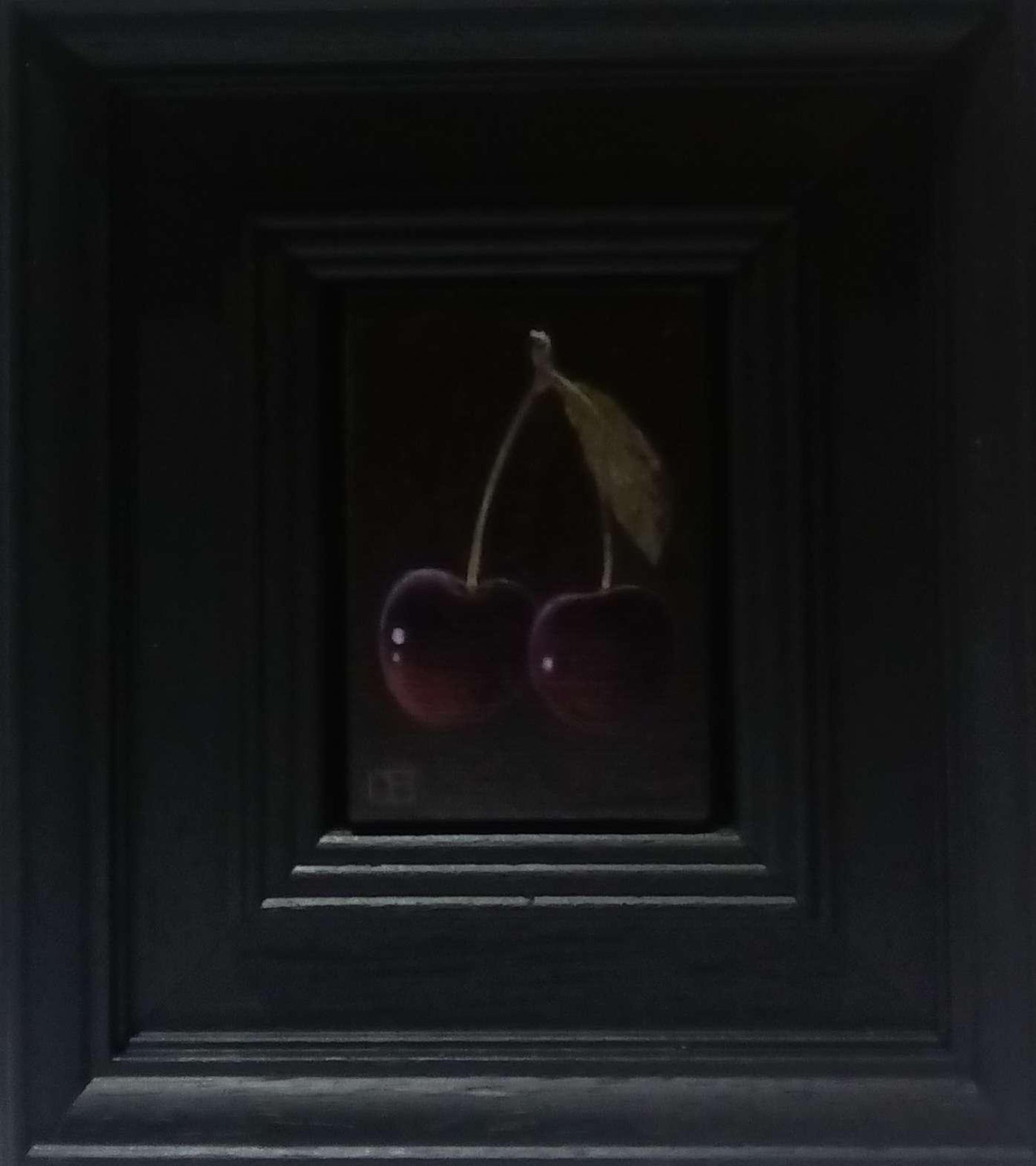 Original Modernist Oil Stick Pigment Painting by Aaron Fink, Cherry. Pop Art