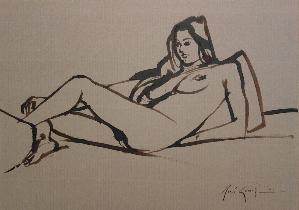 Sitting Nude, Drawing in Ink