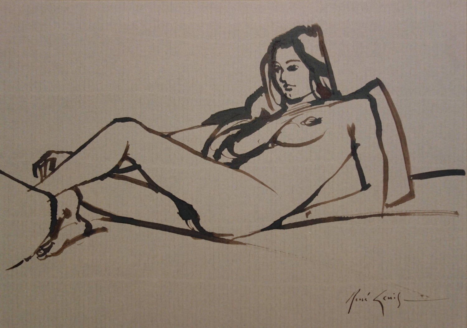 Sitting Nude, Drawing in Ink