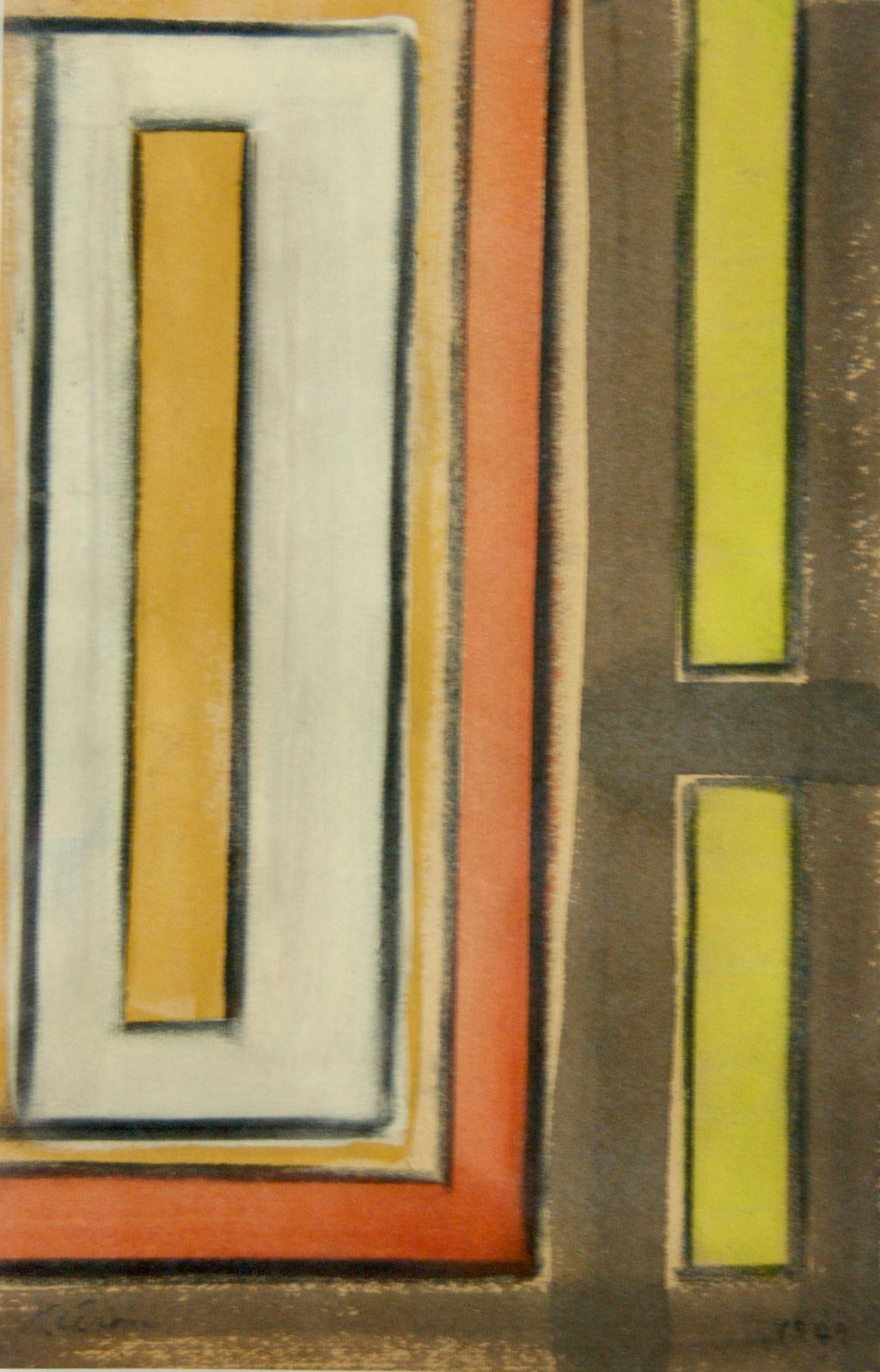 Abstract Expressionist Color Gouache Painting Mid Century Mod WPA Jewish Artist