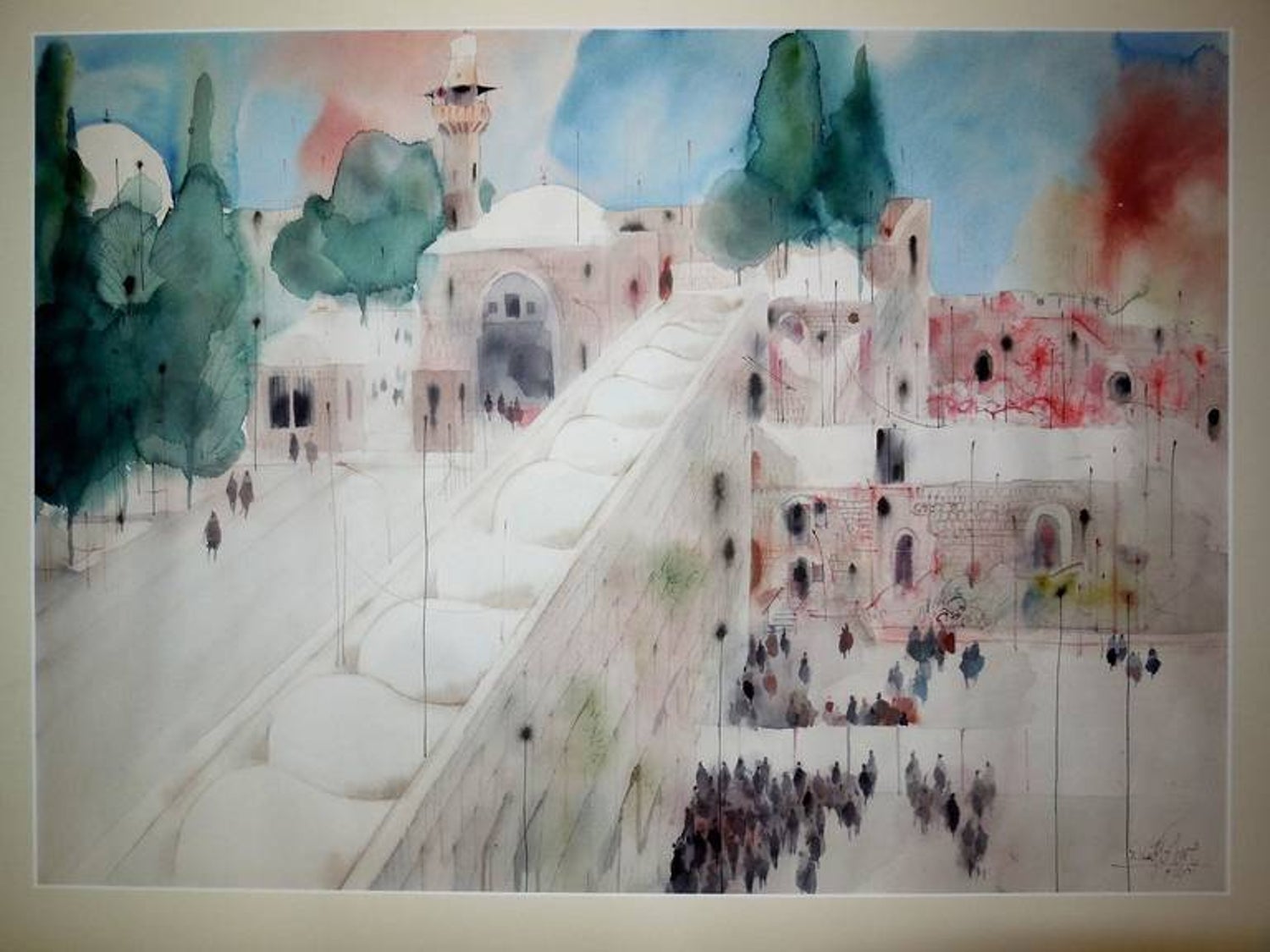Baruch Nachshon Jerusalem Western Wall Kotel Judaica Lithograph Israeli Art
