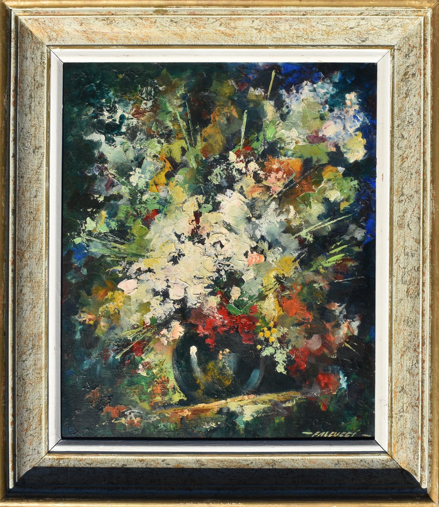 French Neo Expressionist Surreal Oil Painting Robert Vernet Bonfort  Deaf Artist
