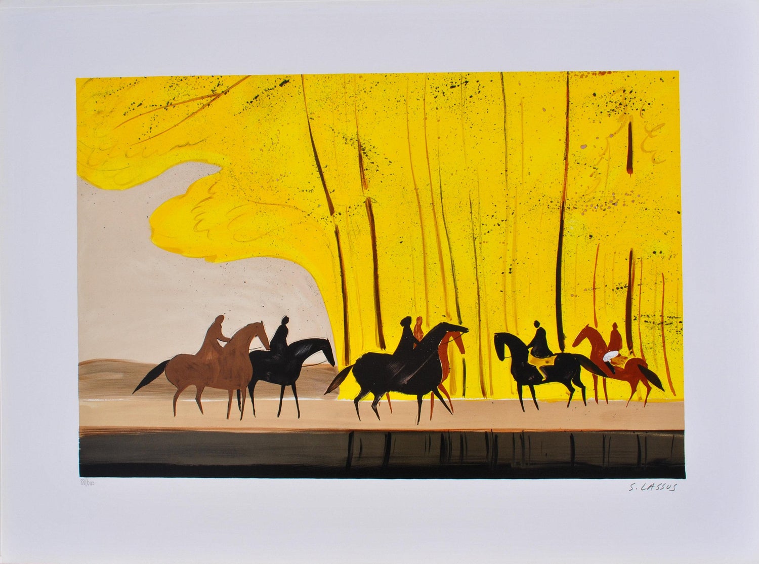 Modern Israeli Lithograph Reuven Rubin Views Of Israel Judaica Horses, Riders