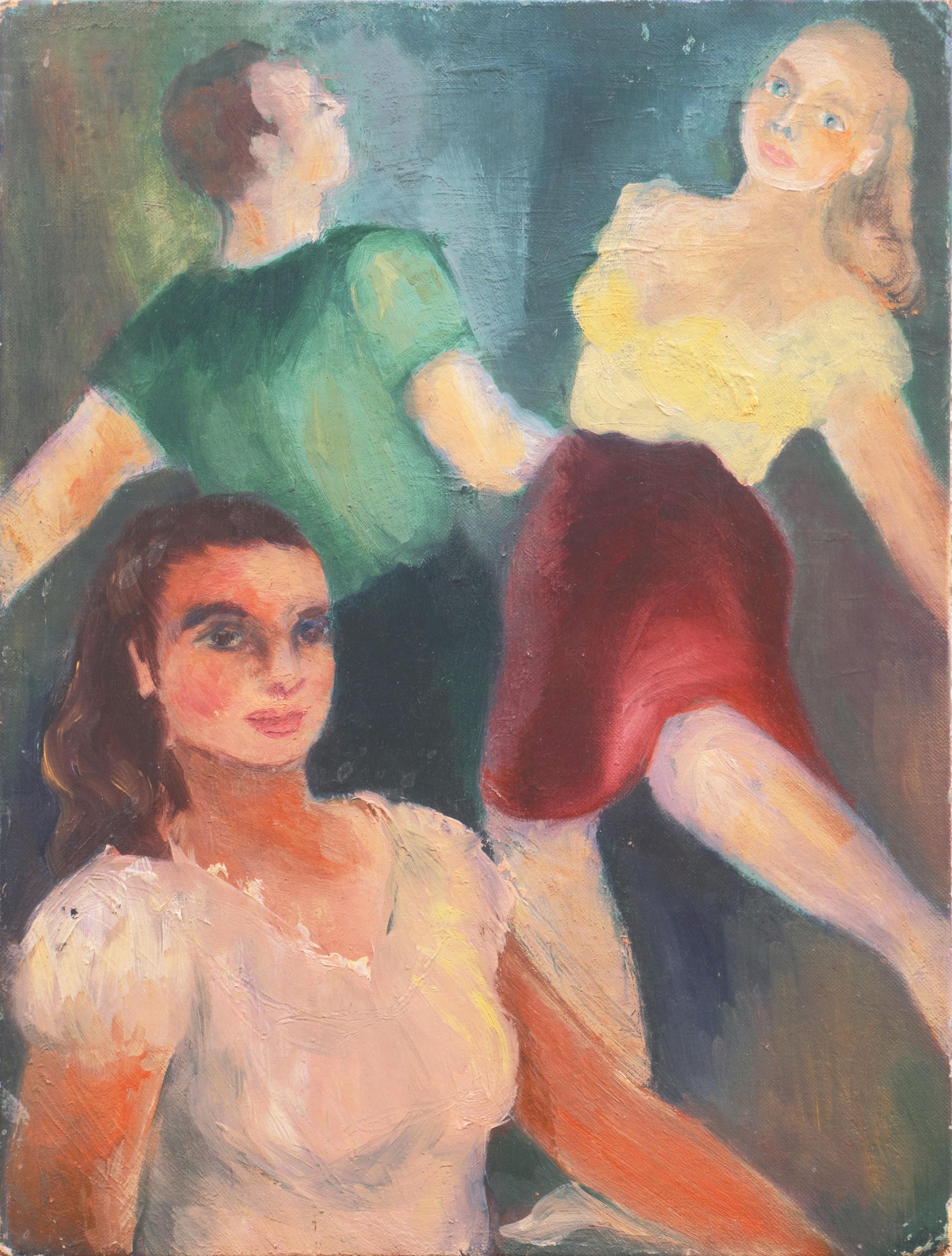 Dance of the In laws Wedding Scene Judaica Shtetl Oil Painting WPA Jewish Artist
