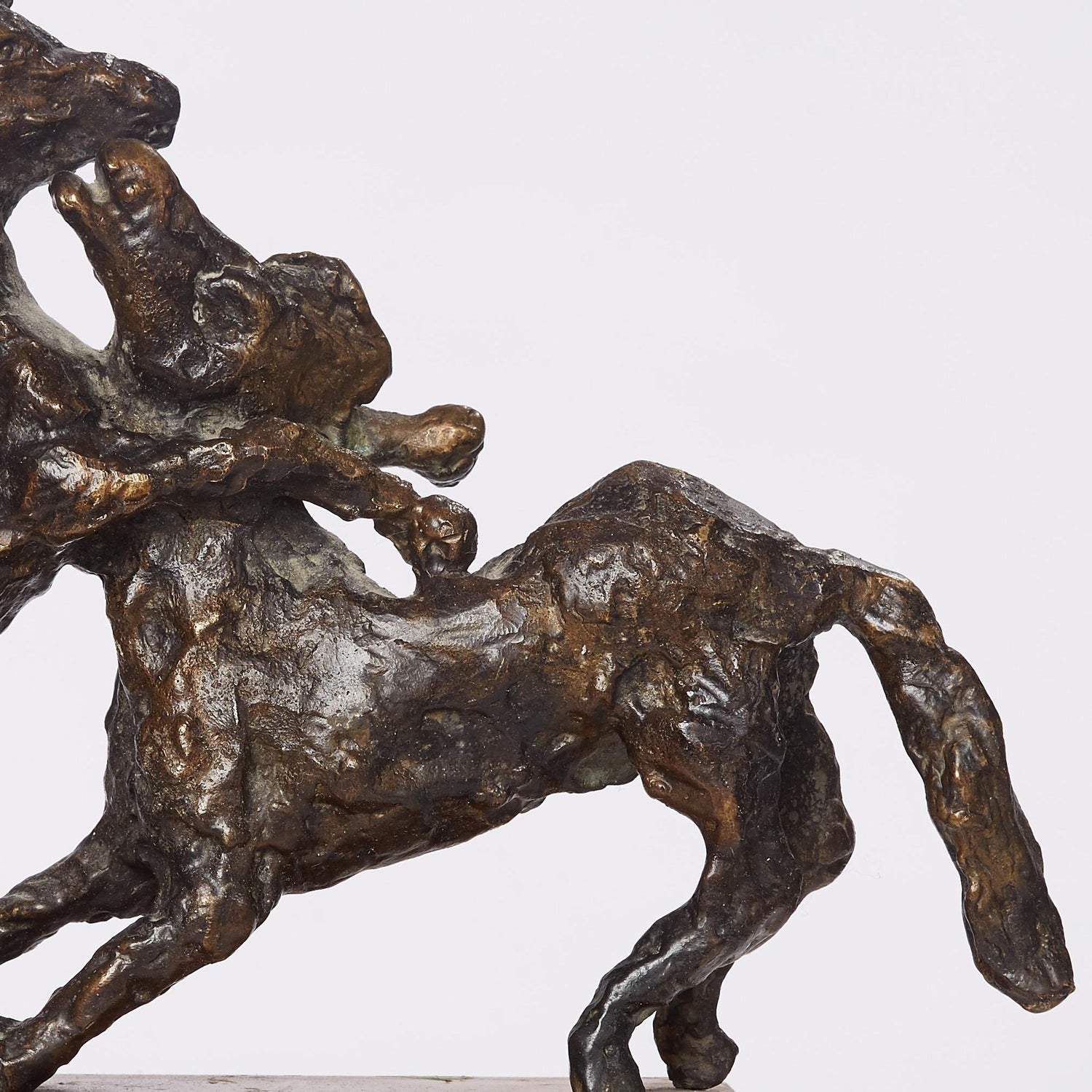 Polish Modernist Prancing Horses Bronze Expressionist Art Sculpture