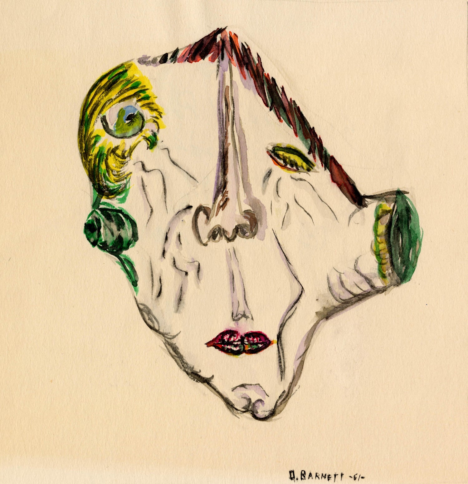 Modern Figurative Surrealist Watercolor Painting, Drawing 'Prince of Innocence'