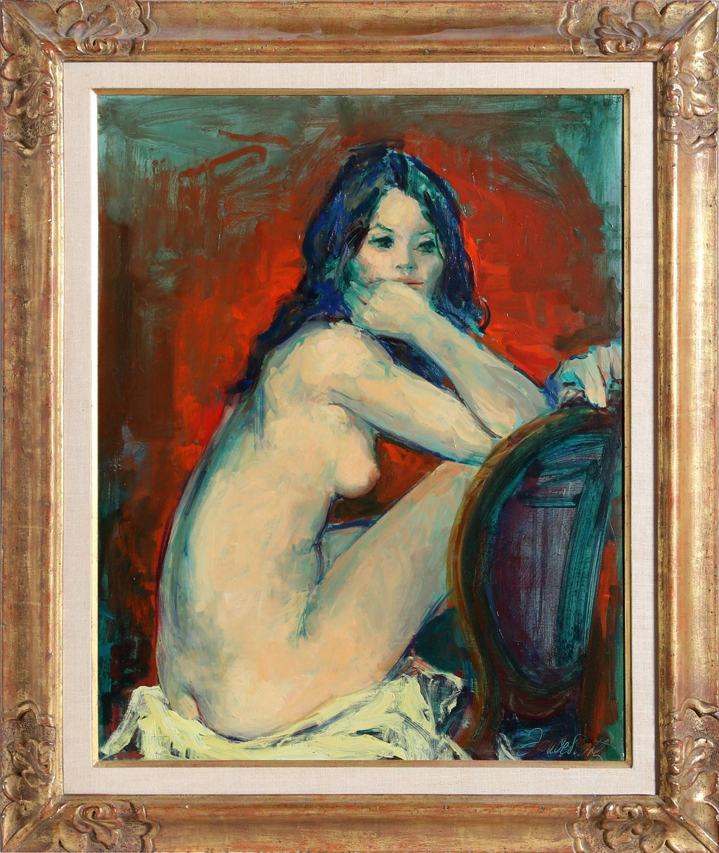 Large Post Impressionist Fauvist Art French Oil Painting Dancer Urbain Huchet