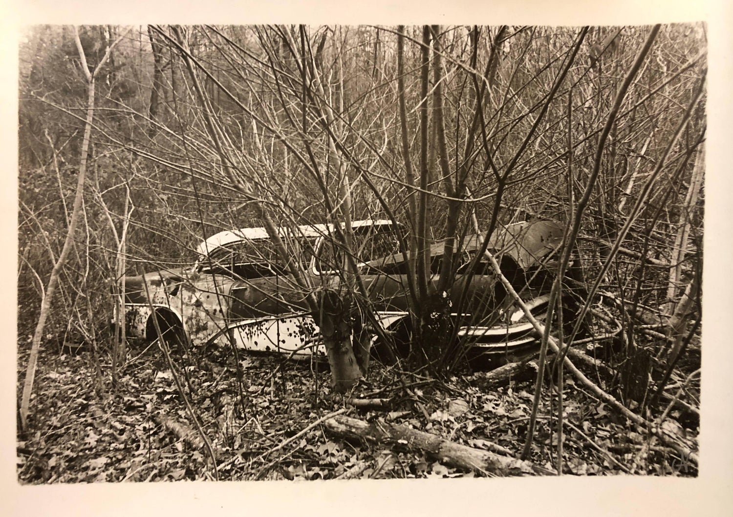 Vintage Silver Gelatin Old Car Wreck Photographer Nona Hatay
