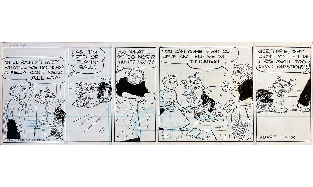 Rare 1950s Vintage Syndicated Ink Drawing Cartoon Strip Susie Q Smith Comic Art