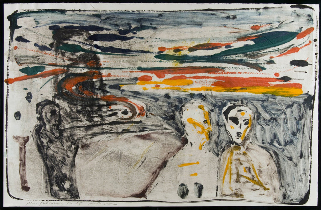 Huge Italian Neo Expressionist Mimmo Paladino Linoleum Block Print Atlantico