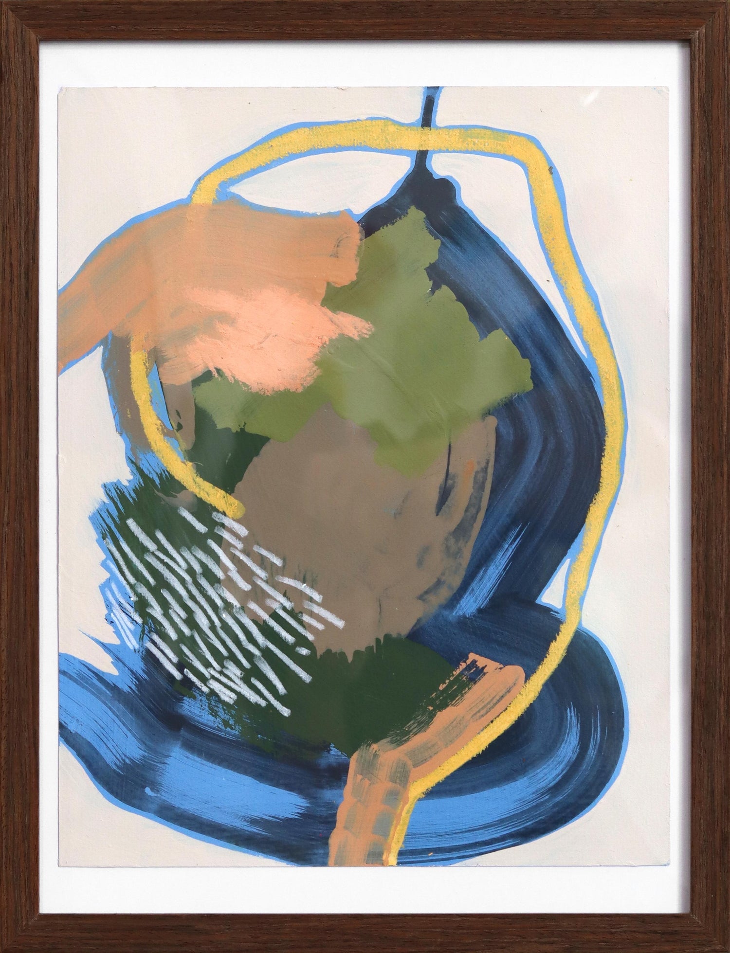 Abstract Expressionist Blue Pastel Drawing Mid Century Modern WPA Jewish Artist