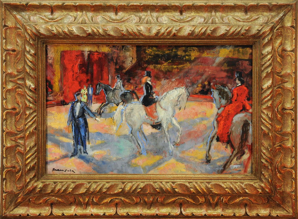 Modernist Oil Painting George Schwacha Carnival Circus Big Top Ferris Wheel WPA