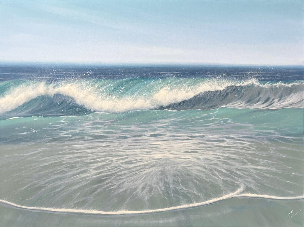 ST BARTH Hyper Realist Beach Scene Rocks and Waves Fabio Aguzzi Oil Painting