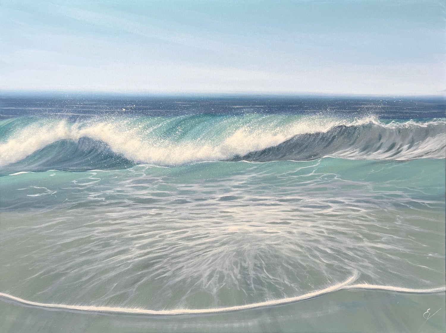 ST BARTH Hyper Realist Beach Scene Rocks and Waves Fabio Aguzzi Oil Painting