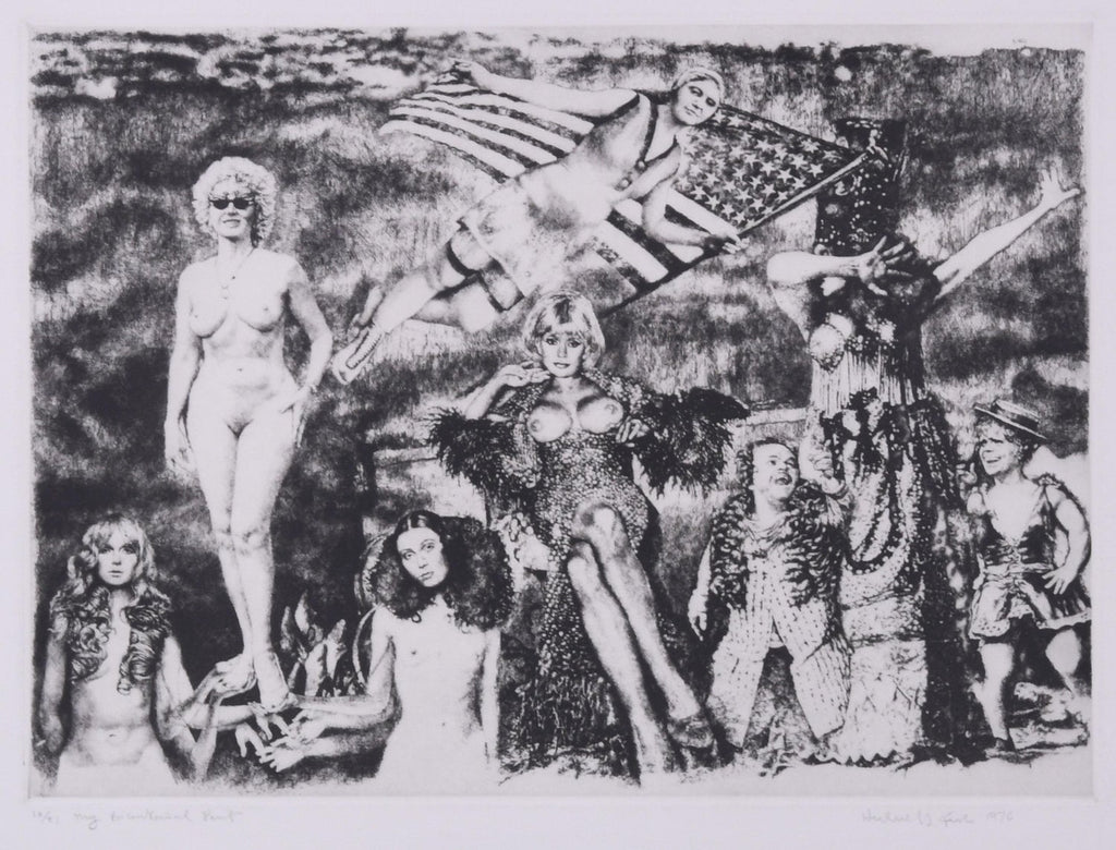 Ohio Art Modern Americana Patriotic Lithograph American Flag Attentive Patriots