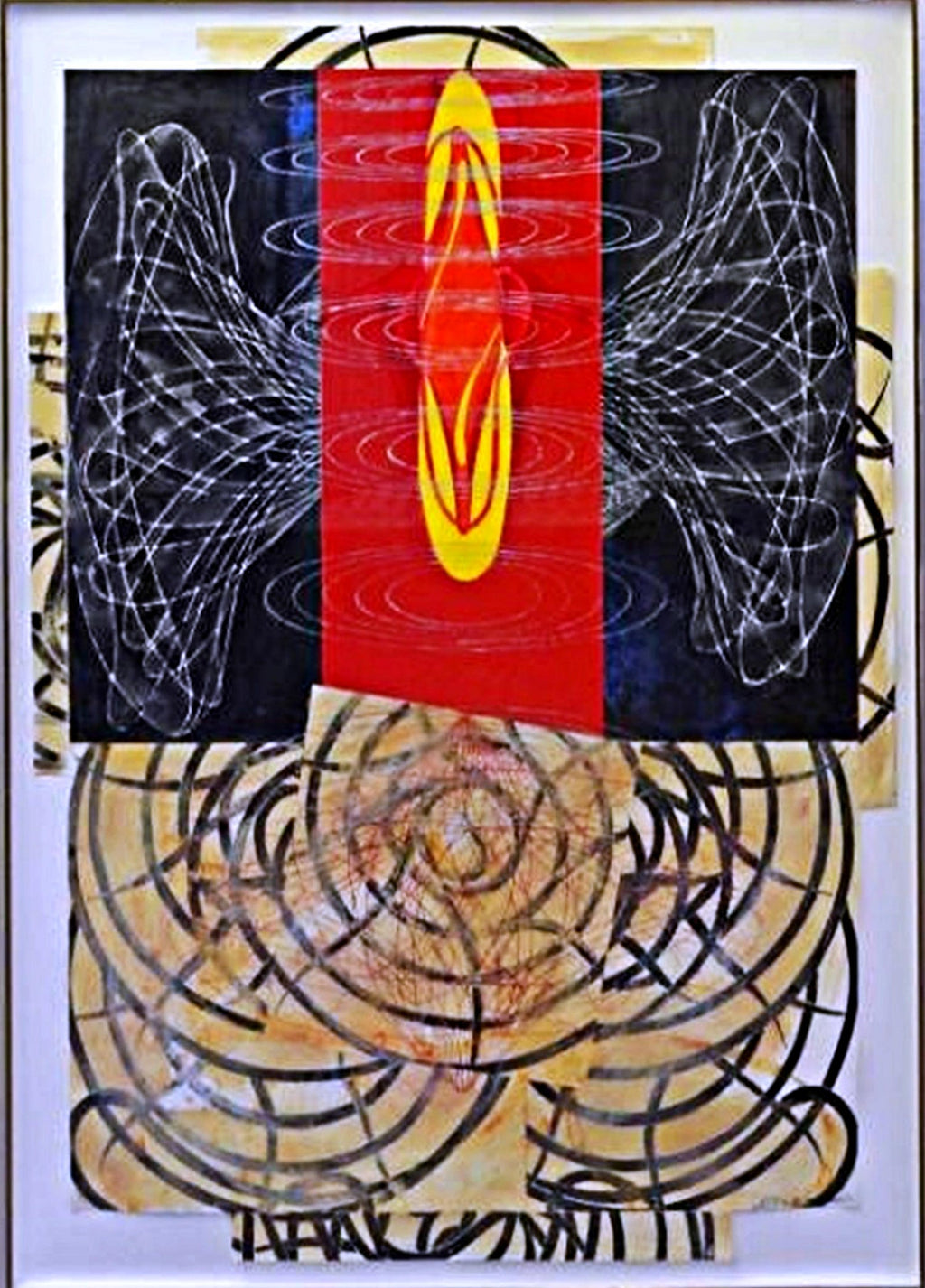 Abstract Expressionist Happy Bicentennial Baby, American Flag Collage Painting