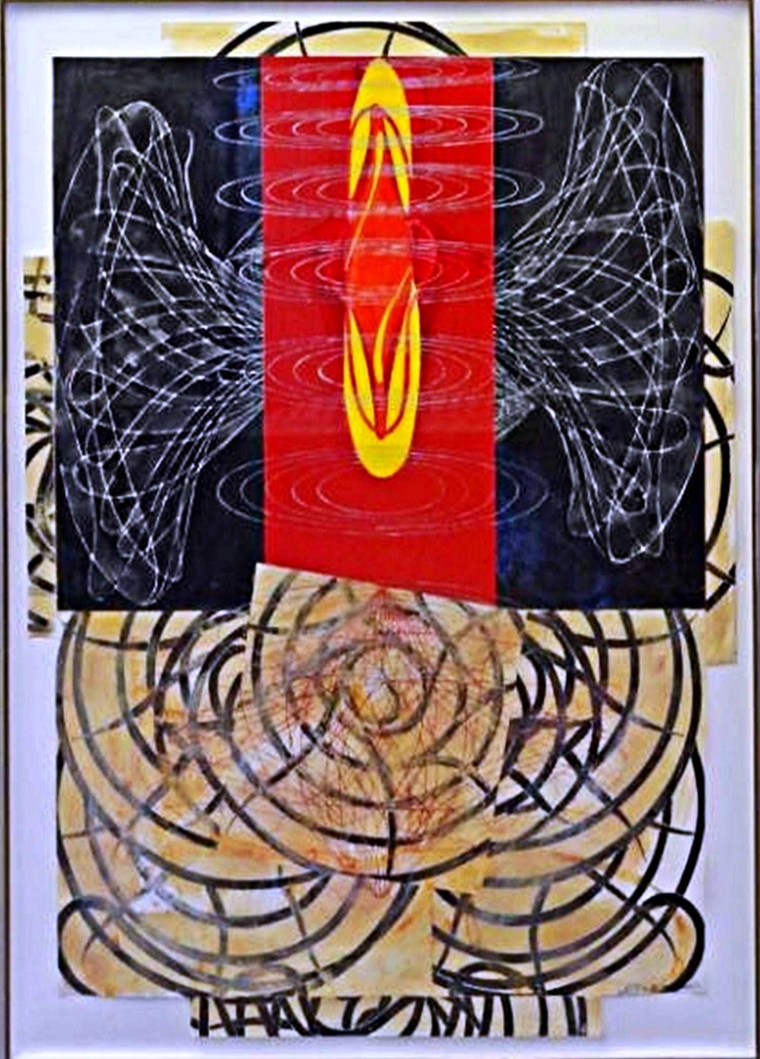 Abstract Expressionist Happy Bicentennial Baby, American Flag Collage Painting