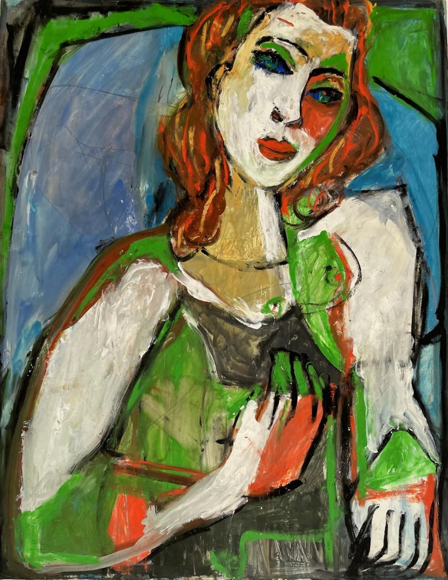 Large French Naive Oil Painting Jacques Boeri Fauvist Color Surrealist Fantasy