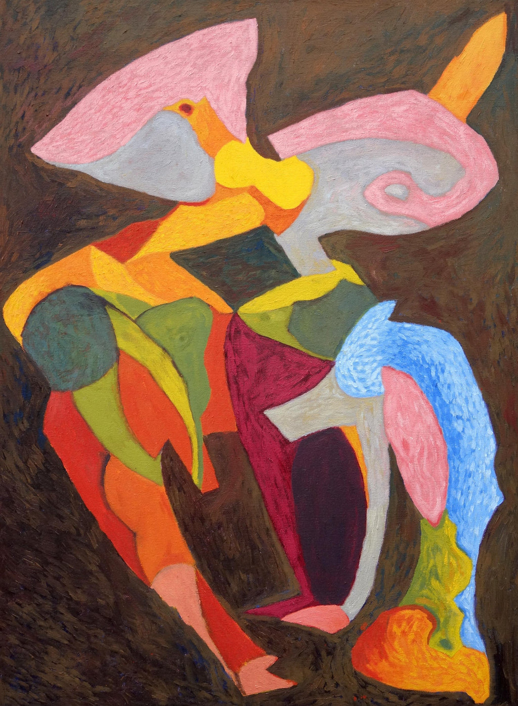 Vibrant Abstract Rhino Horn Jay Milder Figurative Expressionist Art Oil Painting