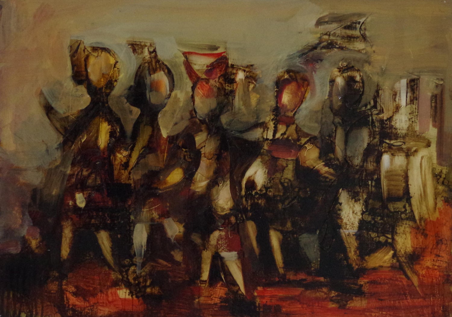 Large Figural Abstract Oil Painting Collage LA California Artist Peter Liashkov