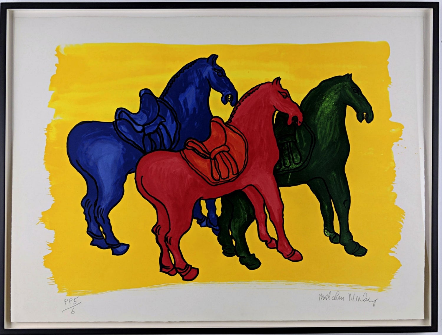 Malcolm Morley 1969 Vintage British Pop Art Screenprint Lithograph Marine w Flag