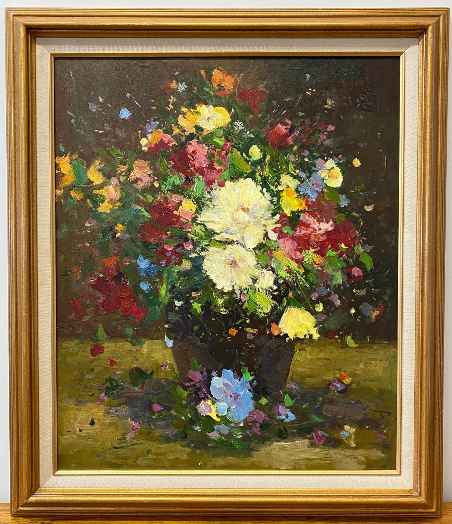 German American Abstract Expressionist Erwin Wending Oil Painting Bold Flowers